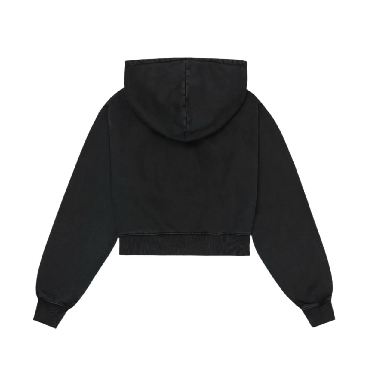 BROKEN PLANET MARKET CROPPED ZIP-UP HOODIE (SOOT BLACK)