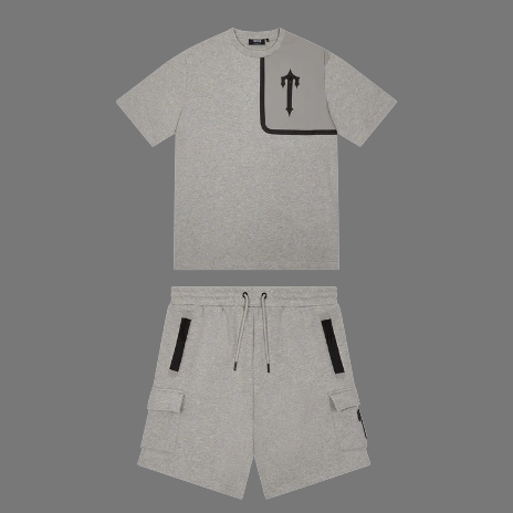 TRAPSTAR IRONGATE T TECH ZIP SHORTS SET (GREY)