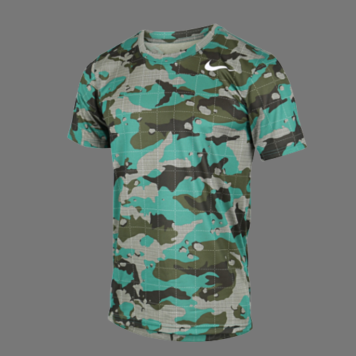 NIKE DRI-FIT GREEN GRID MILER TRAINING TEE (GREEN CAMO)