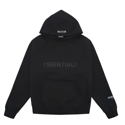 ESSENTIALS FEAR OF GOD FW21 APPLIQUE TRACK HOODIE (BLACK LIMO)