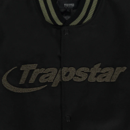 TRAPSTAR HYPERDRIVE VARSITY BOMBER JACKET (BLACK OLIVE GREEN)