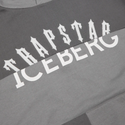 TRAPSTAR x ICEBERG DECONSTRUCTED LOGO GRAPHIC HOODIE (ENZYME GREY)