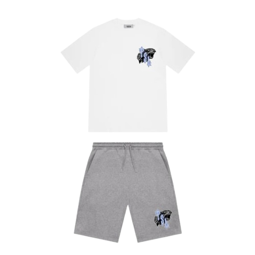 TRAPSTAR LONDON SHOOTERS TSL TIGER SHORTS SET (WHITE/GREY ICE)