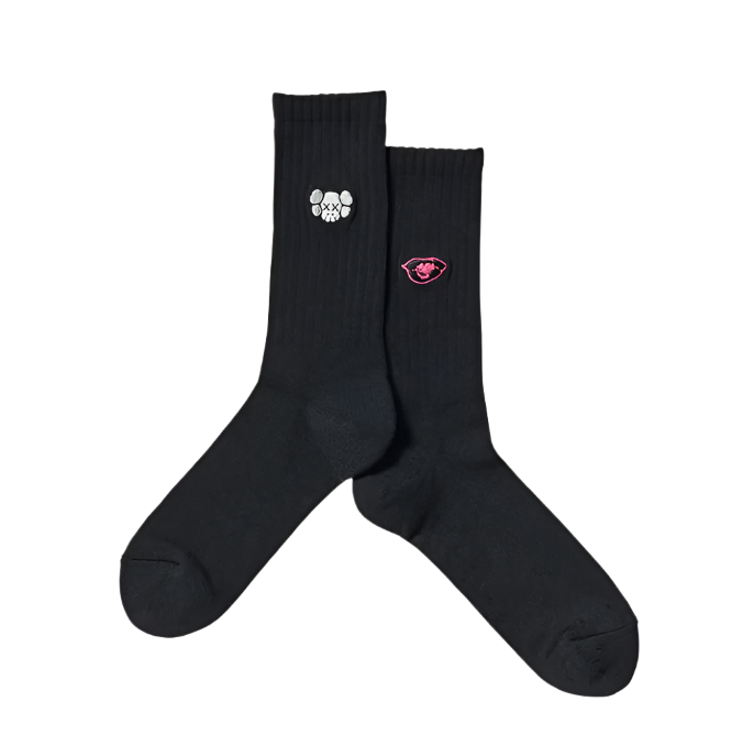 UNIQLO KAWS X WARHOL 2024 COLLAB GRAPHIC SOCKS (BLACK)