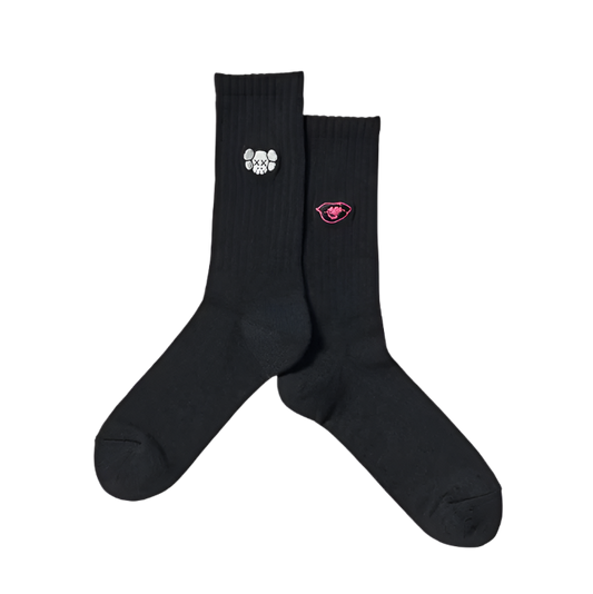 UNIQLO KAWS X WARHOL 2024 COLLAB GRAPHIC SOCKS (BLACK)