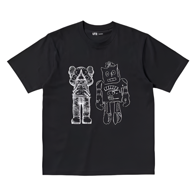 UNIQLO KAWS X WARHOL 2024 COLLAB ROBOT GRAPHIC TEE (BLACK)