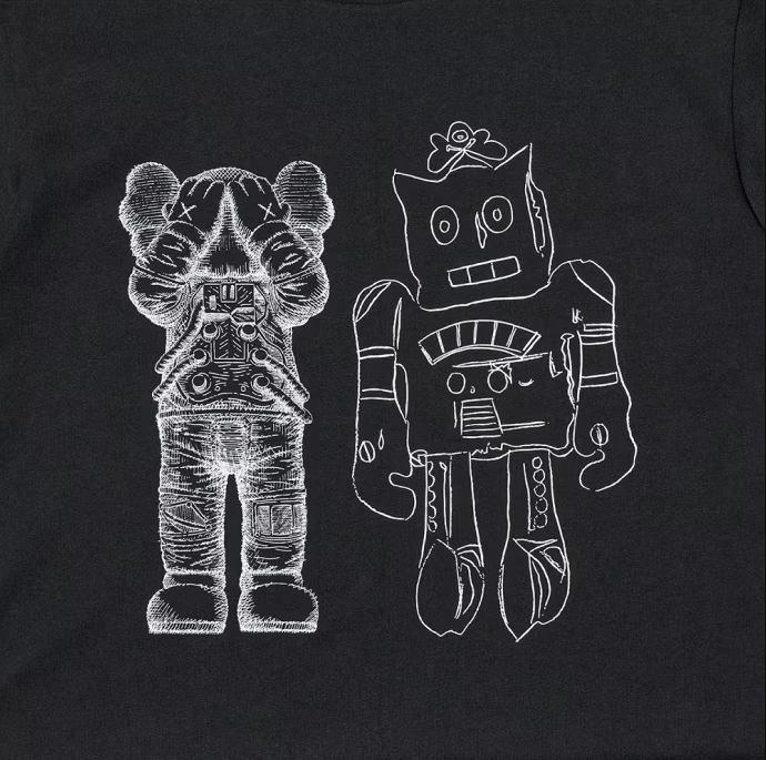 UNIQLO KAWS X WARHOL 2024 COLLAB ROBOT GRAPHIC TEE (BLACK)