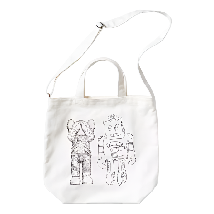 UNIQLO KAWS X WARHOL 2024 COLLAB TWO WAY TOTE BAG (CREAM)