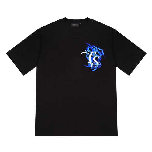 TRAPSTAR TS CHROME FLAMES GRAPHIC TEE (BLACK)