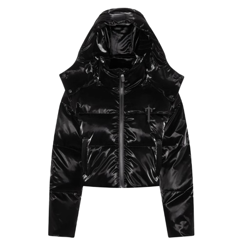 TRAPSTAR IRONGATE T WOMEN'S DETACHABLE HOODED PUFFER (GLOSS BLACK)