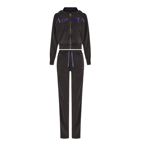 TRAPSTAR TS SCRIPT WOMEN'S HOODED TRACKSUIT (WASHED GREY/PURPLE)