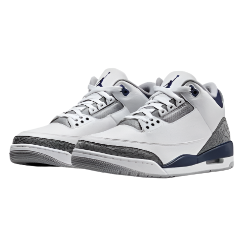 NIKE AIR JORDAN 3 III 'MIDNIGHT NAVY' TRAINERS (WHITE/NAVY)