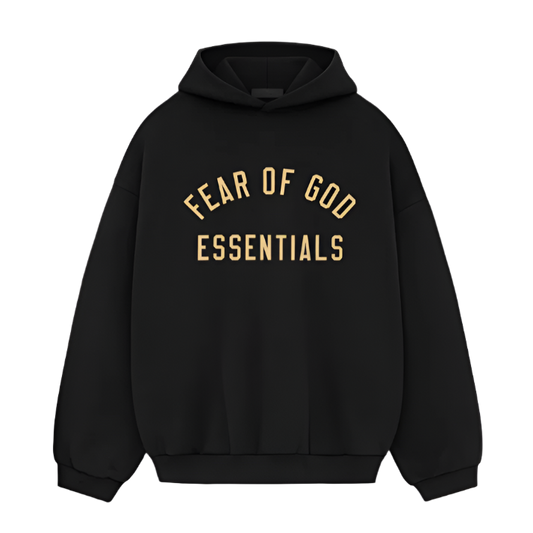 ESSENTIALS FEAR OF GOD FW24 TRACK FLEECE HOODIE (BLACK)