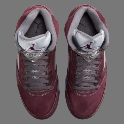 NIKE AIR JORDAN 5 V 'RETRO DEEP MAROON SILVER' TRAINERS (MAROON)