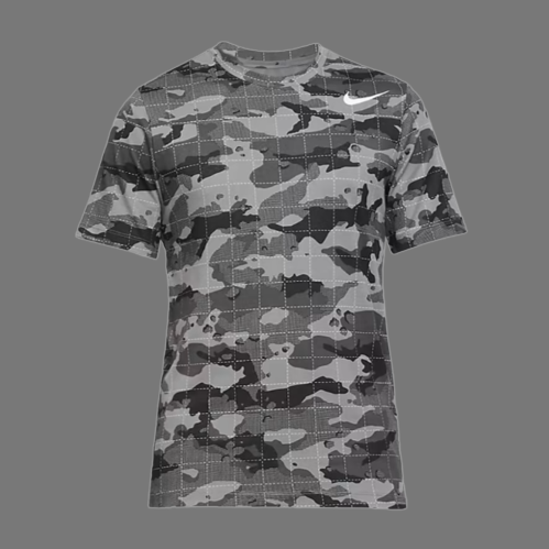 NIKE DRI-FIT GREY GRID MILER TRAINING TEE (GREY CAMO)