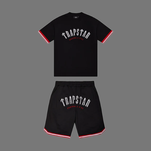 TRAPSTAR IRONGATE MESH SHORTS SET (BLACK INFRARED)