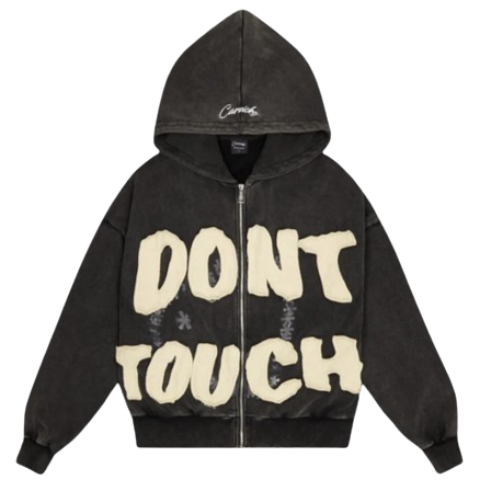 CARSICKO 'DONT TOUCH' ZIP UP HOODIE (WASHED GREY) – 100K Sourcing
