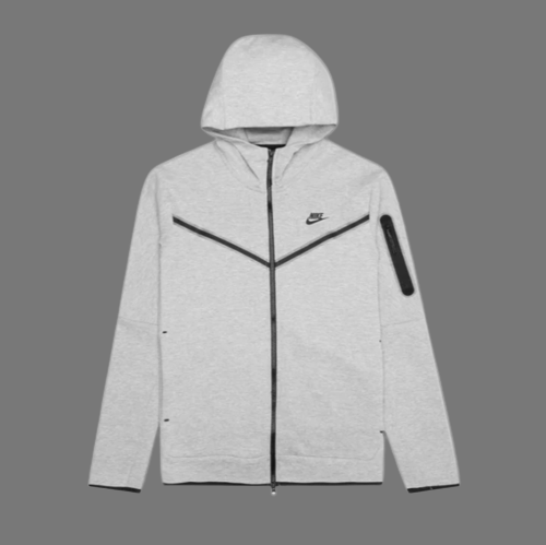 NIKE TECH FLEECE HOODED TOP (GREY/BLACK)