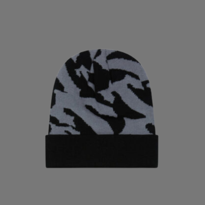 TRAPSTAR JACQUARD DISTORTED T BEANIE (BLACK/GREY)