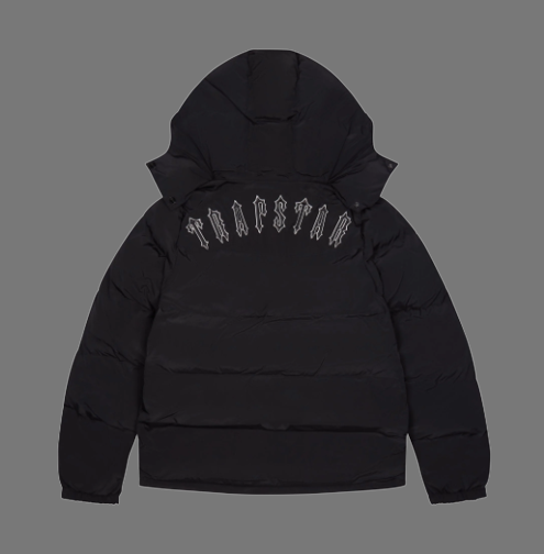 TRAPSTAR IRONGATE DETACHABLE HOODED PUFFER (BLACK/WHITE)