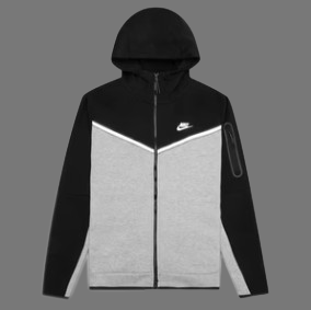 NIKE TECH FLEECE COLOURBLOCK HOODED TOP (BLACK/GREY/WHITE)