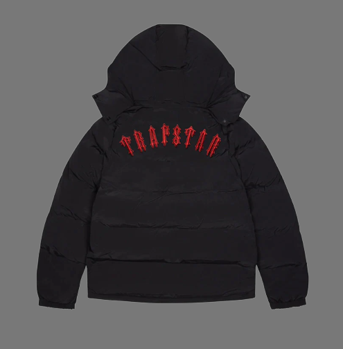 TRAPSTAR IRONGATE DETACHABLE HOODED PUFFER (BLACK INFRARED)