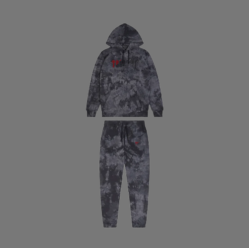 TRAPSTAR CHENILLE DECODED TIE DYE TRACKSUIT (GREY/RED)